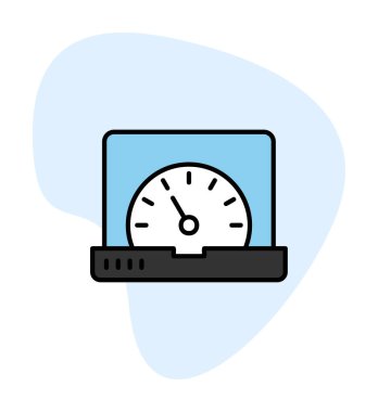 Vektör hızı test dizüstü bilgisayarı web simgesi, vektör illüstrasyonu