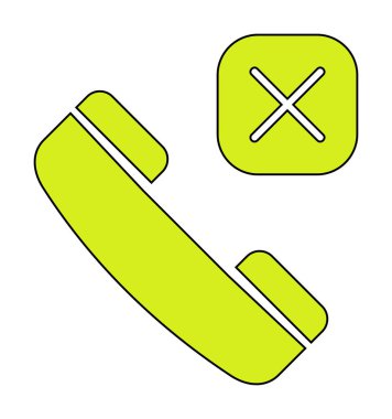 düz basit arama telefonu Reddedilmiş simge vektör illüstrasyonu 