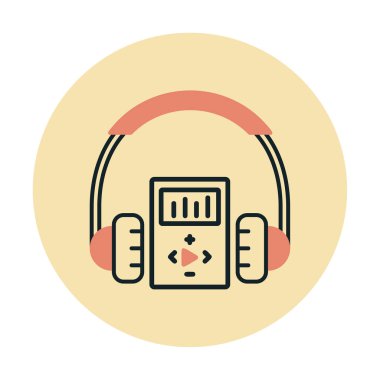 Düz kulaklık simgesi, web afişi, web ve mobil, bilgi grafikleri için vektör illüstrasyon kavramı.