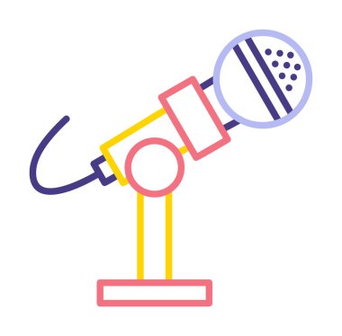 mikrofon simgesi uzun mavi arkaplanda izole edildi.