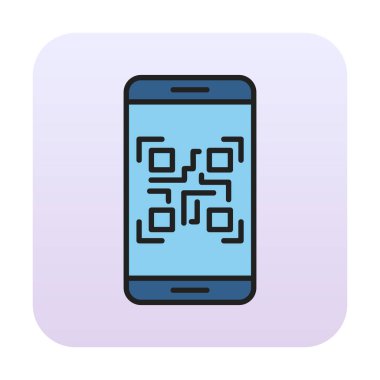 Akıllı Telefon Ekran Web simgesi Qr Kodu, vektör illüstrasyonu 