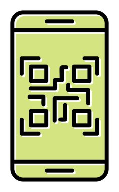 Akıllı Telefon Ekran Web simgesi Qr Kodu, vektör illüstrasyonu 