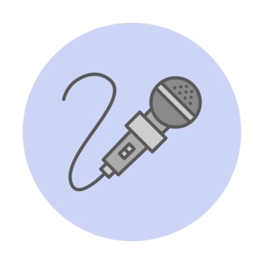 mikrofon simgesi uzun mavi arkaplanda izole edildi.