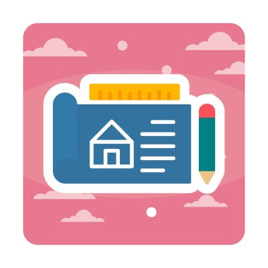 Basit Mimari Planı simgesi, vektör illüstrasyonu