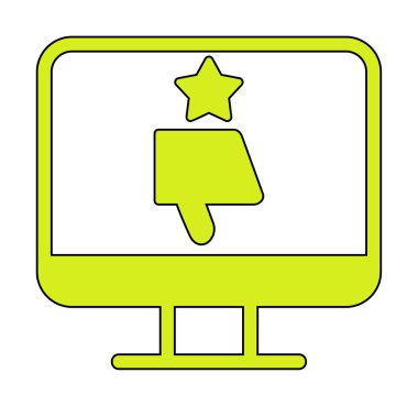 Kötü İnceleme simgesi, vektör illüstrasyonlu basit ekran