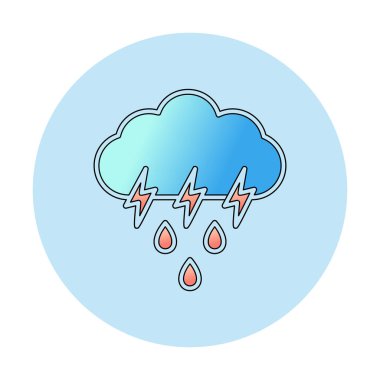 Gök gürültülü yağmurlu bulut sembolü, hava durumu ikonu, vektör illüstrasyonu 