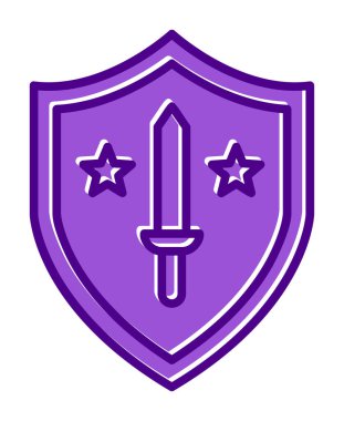 Kılıç vektör ağ simgesine sahip Askeri Kalkan, vektör illüstrasyonu 