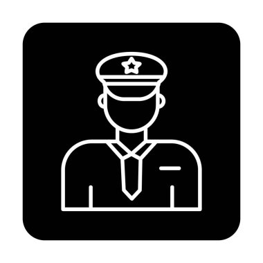 Üniformalı düz simgeli polis memurunun vektör çizimi