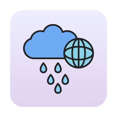 Dünya yağmurlu bir gün. Web simgesi basit tasarım