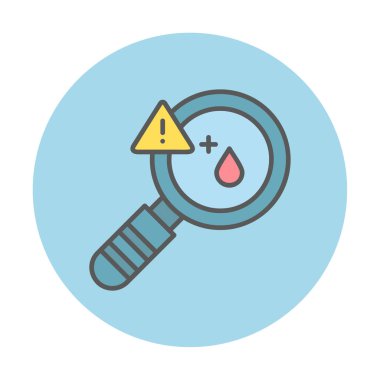 Basit düz büyüteç ve kan testi simgesi vektörü. 