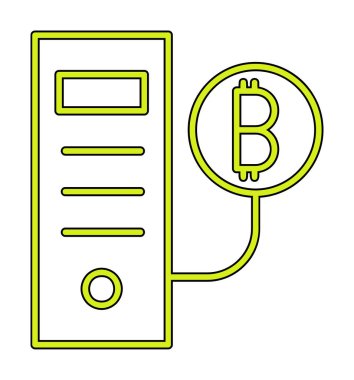 Bitcoin Madeni İşlemcisi (BTC) simgesi, vektör illüstrasyonu 