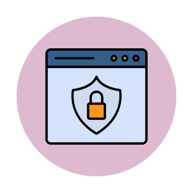 Basit Web Güvenlik simgesi, vektör illüstrasyonu