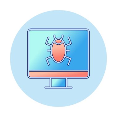 Basit Bilgisayar Virüsü simgesi, vektör illüstrasyonu