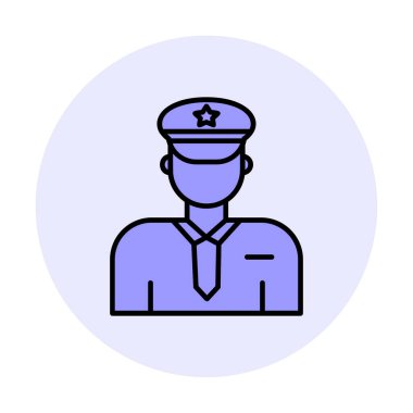 Üniformalı düz simgeli polis memurunun vektör çizimi