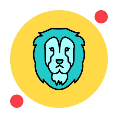 Aslan başı düz simgesi, vektör illüstrasyonu