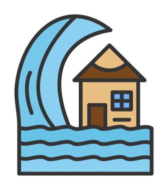 Basit tsunami simgesi, vektör illüstrasyonu