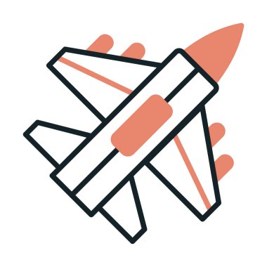 Jet Fighter ikonu. Askeri uçak uçuşu. vektör illüstrasyonu