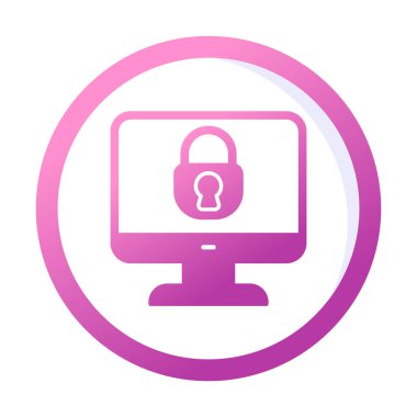 Basit Bilgisayar monitörü Ekran simgesi, vektör illüstrasyonunu kilitle