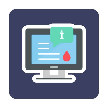 Bilgi simgesi resimli düz bilgisayar ekranı