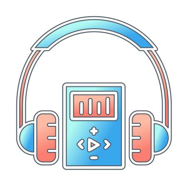 Düz kulaklık simgesi, web afişi, web ve mobil, bilgi grafikleri için vektör illüstrasyon kavramı.