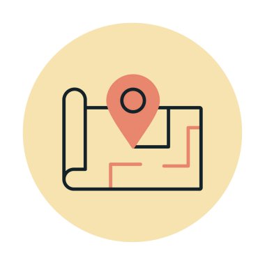 Konum iğnesi, vektör illüstrasyonlu harita simgesi