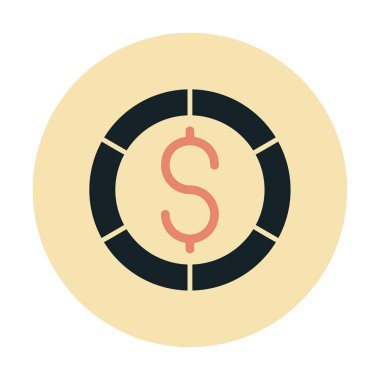 Dolar madeni para simgesi, vektör çizimi 