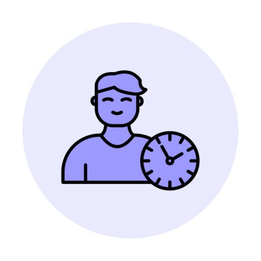 Saat simgesi olan adam, Zaman Yönetimi sembolü, vektör illüstrasyonu 