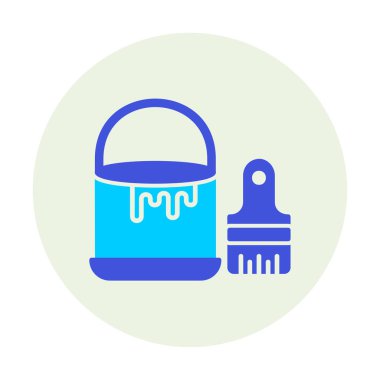 Boya fırçası ve kova vektör çizimi, simge ögesi arkaplanı                    