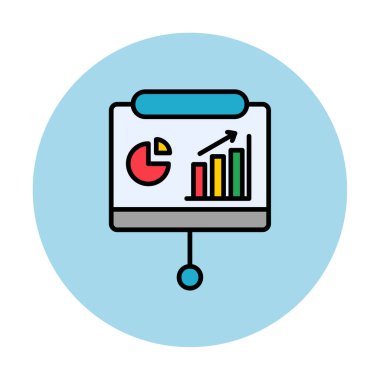 Sunum, iş istatistikleri ve pasta grafik ikonlu veri analizleri. iş analizleri, analizler, istatistikler, pasta grafiği