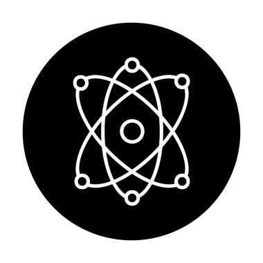 Moda düz biçimli atom simgesi, bilim simgesi vektör illüstrasyonu                     