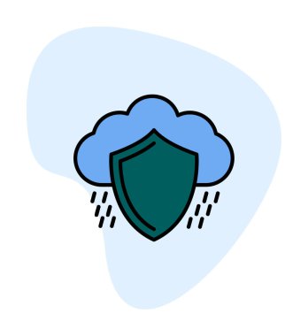 bulut güvenliği düz simgesi, vektör illüstrasyonu