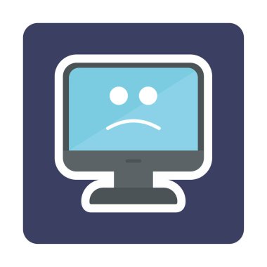 Bilgisayar simgesi üzerindeki mavi ekran, hata sembolü, illüstrasyon tasarımı, vektör grafiği 