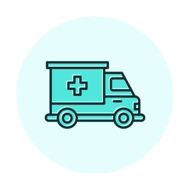 ambulans araba simgesi, renk vektörü çizimi