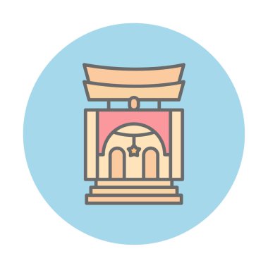 Basit antik Asya Tapınağı simgesi, vektör illüstrasyonu