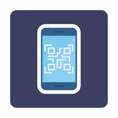 Akıllı Telefon Ekran Web simgesi Qr Kodu, vektör illüstrasyonu 