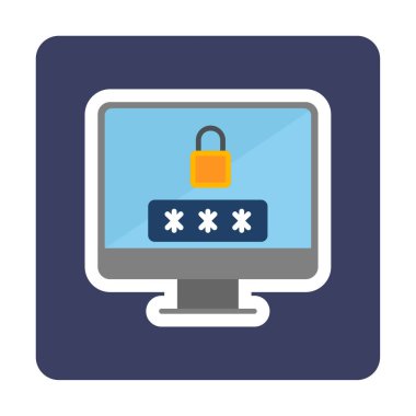 Basit Bilgisayar monitörü Ekran simgesi, vektör illüstrasyonunu kilitle