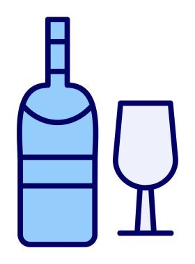 şarap şişe ve cam kutsal kişilerin resmi, vektör çizim  