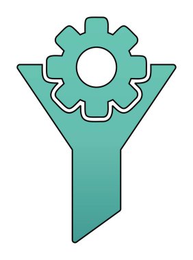 Vites simgesiyle filtre hunisi, vektör illüstrasyonu