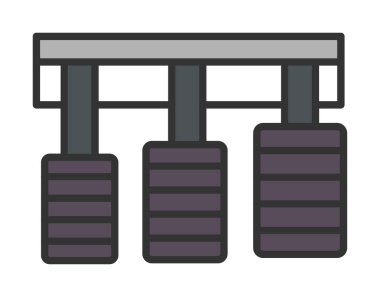 Araba pedalları web tasarım ikonu. Beyaz arkaplanda vektör illüstrasyonu