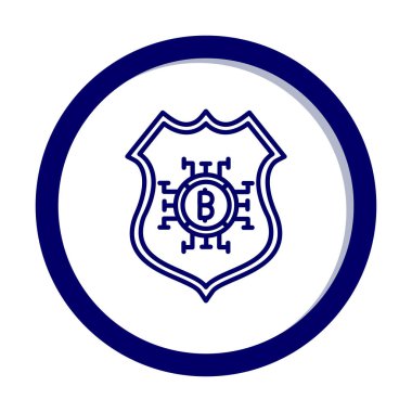 Basit düz bitcoin ve Kalkan vektör simgesi