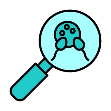 Büyüteç cam simgesi, vektör illüstrasyonlu bakteri denetimi  