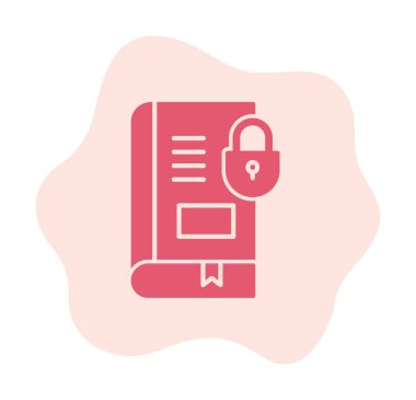 Asma kilit simgesine sahip kitap, vektör illüstrasyon tasarımı, Güvenli Kitap sembolü 