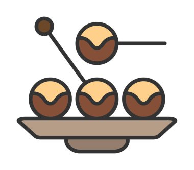 Basit Takoyaki Japon yemek ikonu, vektör illüstrasyonu