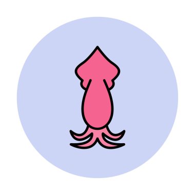 Beyaz arkaplanda mürekkep balığı vektörü simgesi 