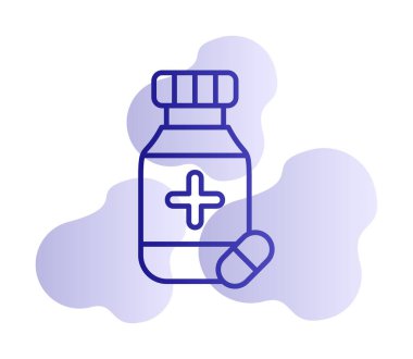 İlaç ikonlu ilaç şişesinin vektör çizimi