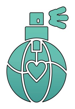 Kalp şekli simgesi olan parfüm şişesi 