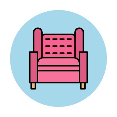 Koltuk yassı simgesi, vektör illüstrasyonu