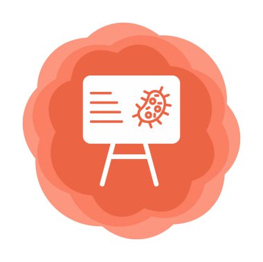 Bakteri simgesi ve vektör illüstrasyonlu sunum tahtası