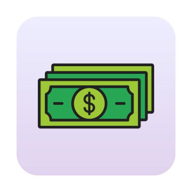 Dolar para çizgisi simgesi, vektör illüstrasyonu