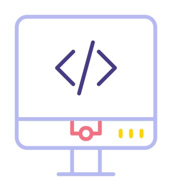 Kodlama. Web simgesi basit illüstrasyon                  